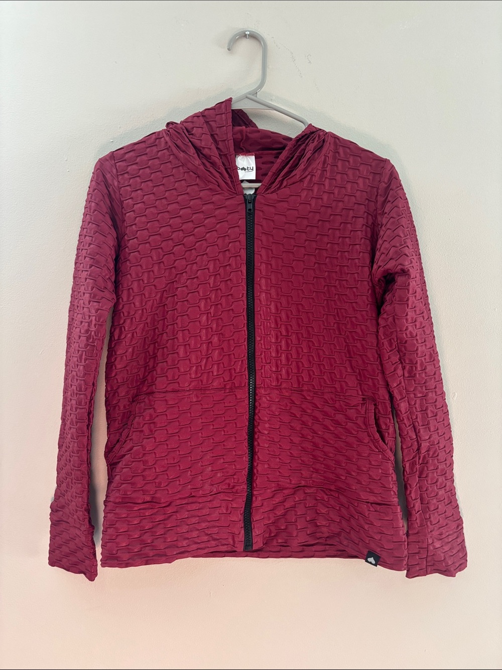 Booty by Brabants Quilted Zip Hoodie Jacket - Burgundy